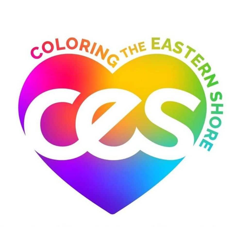 Colorful heart-shaped logo with the letters "ces" and the text "Coloring the Eastern Shore" arching over the top.