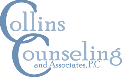 Logo of collins counseling & associates, p.c., featuring stylized blue text.