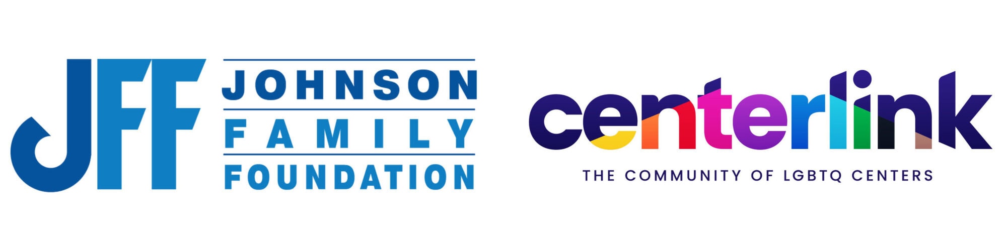 Logos of the Johnson Family Foundation on the left and CenterLink, The Community of LGBTQ Centers, on the right.