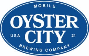 Logo of oyster city brewing company.