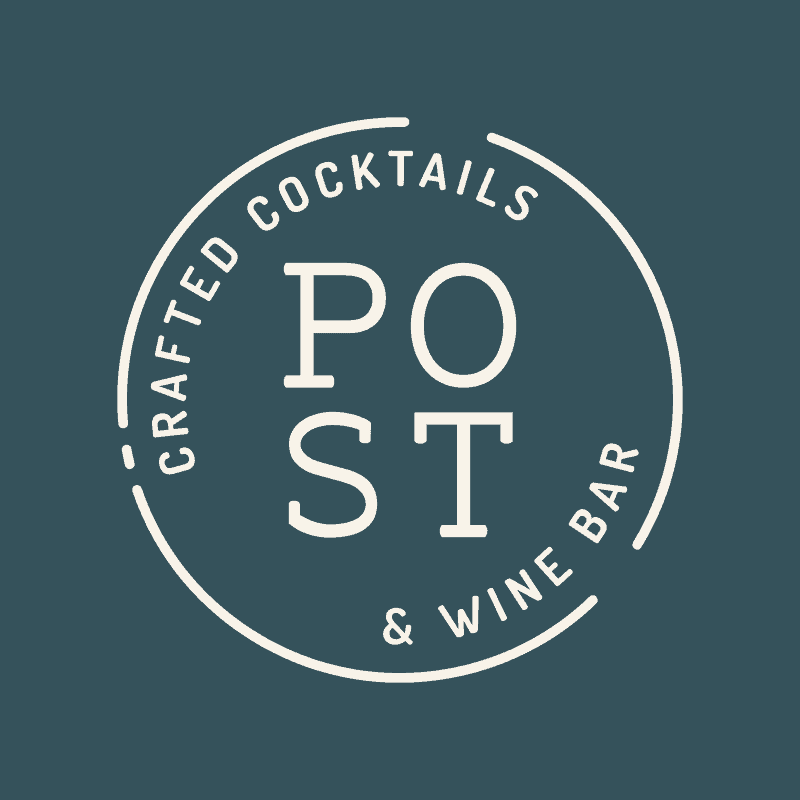 Logo of post bar featuring crafted cocktails and wine.