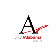 Logo of aids alabama south featuring a stylized letter "a" with a red swoosh.